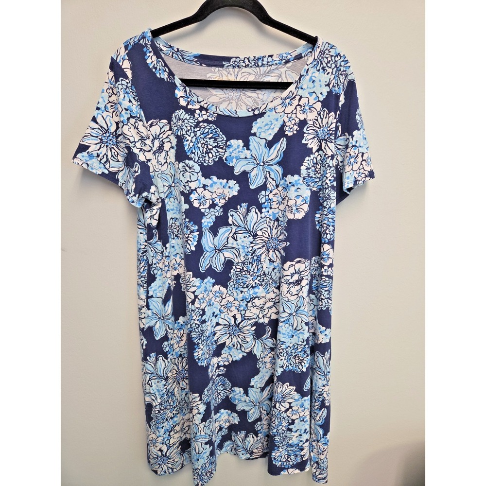 Lilly Pulitzer Womens Cody T Shirt Dress Size XL 100% Pima Cotton Floral Resort